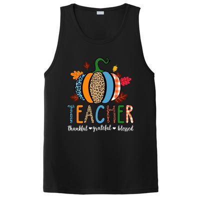 Pumpkin Leopard Teacher Thankful Grateful Blessed Gift PosiCharge Competitor Tank