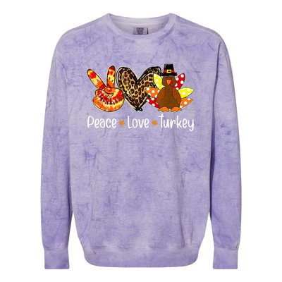 Peace Love Turkey Pumpkin Gobble Turkey Thanksgiving Colorblast Crewneck Sweatshirt