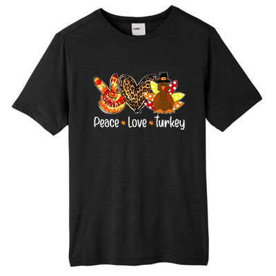 Peace Love Turkey Pumpkin Gobble Turkey Thanksgiving Tall Fusion ChromaSoft Performance T-Shirt