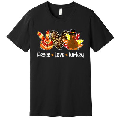 Peace Love Turkey Pumpkin Gobble Turkey Thanksgiving Premium T-Shirt