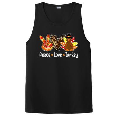 Peace Love Turkey Pumpkin Gobble Turkey Thanksgiving PosiCharge Competitor Tank