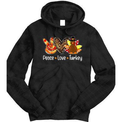 Peace Love Turkey Pumpkin Gobble Turkey Thanksgiving Tie Dye Hoodie