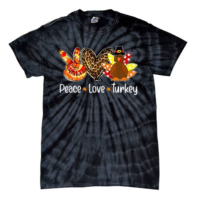 Peace Love Turkey Pumpkin Gobble Turkey Thanksgiving Tie-Dye T-Shirt