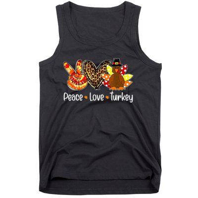 Peace Love Turkey Pumpkin Gobble Turkey Thanksgiving Tank Top