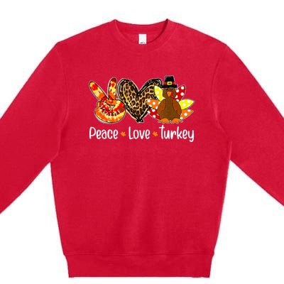 Peace Love Turkey Pumpkin Gobble Turkey Thanksgiving Premium Crewneck Sweatshirt