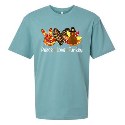 Peace Love Turkey Pumpkin Gobble Turkey Thanksgiving Sueded Cloud Jersey T-Shirt