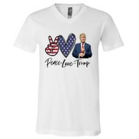 Peace Love Trump Funny Trump Girl V-Neck T-Shirt