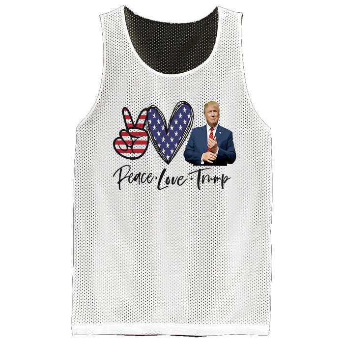 Peace Love Trump Funny Trump Girl Mesh Reversible Basketball Jersey Tank