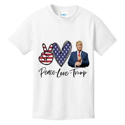 Peace Love Trump Funny Trump Girl Kids T-Shirt