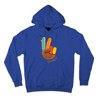 Peace Love Turkey Grateful Turkey Hand Sign Thanksgiving Cool Gift Hoodie