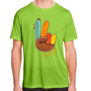 Peace Love Turkey Grateful Turkey Hand Sign Thanksgiving Cool Gift Adult ChromaSoft Performance T-Shirt