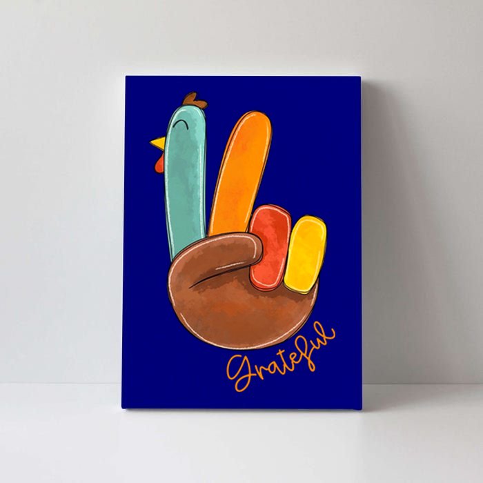 Peace Love Turkey Grateful Turkey Hand Sign Thanksgiving Cool Gift Canvas