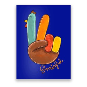 Peace Love Turkey Grateful Turkey Hand Sign Thanksgiving Cool Gift Poster