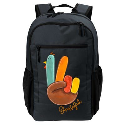 Peace Love Turkey Grateful Turkey Hand Sign Thanksgiving Cool Gift Daily Commute Backpack