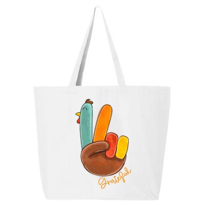 Peace Love Turkey Grateful Turkey Hand Sign Thanksgiving Cool Gift 25L Jumbo Tote