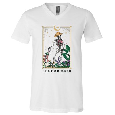 Plant Lover Tarot Card Mom Gardening V-Neck T-Shirt