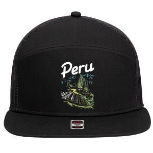 Peru Lover Typical Peruvian Vacation Souvenir 7 Panel Mesh Trucker Snapback Hat