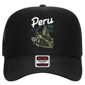 Peru Lover Typical Peruvian Vacation Souvenir High Crown Mesh Back Trucker Hat