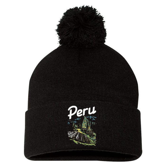 Peru Lover Typical Peruvian Vacation Souvenir Pom Pom 12in Knit Beanie