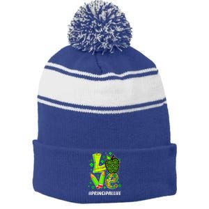 Principal Life Teacher Lover St Patricks Day School Gift Stripe Pom Pom Beanie