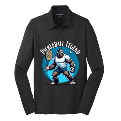 Pickleball Lover Team Bigfoot Funny Pickleball Legend Meaningful Gift Silk Touch Performance Long Sleeve Polo