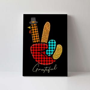 Peace Love Turkey Grateful Turkey Hand Sign Thanksgiving Canvas