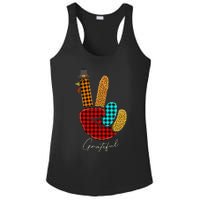 Peace Love Turkey Grateful Turkey Hand Sign Thanksgiving Ladies PosiCharge Competitor Racerback Tank