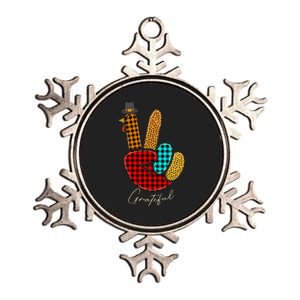 Peace Love Turkey Grateful Turkey Hand Sign Thanksgiving Metallic Star Ornament