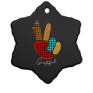 Peace Love Turkey Grateful Turkey Hand Sign Thanksgiving Ceramic Star Ornament