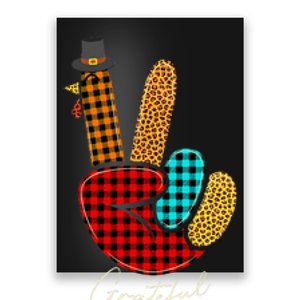 Peace Love Turkey Grateful Turkey Hand Sign Thanksgiving Poster