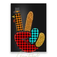 Peace Love Turkey Grateful Turkey Hand Sign Thanksgiving Poster