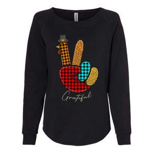 Peace Love Turkey Grateful Turkey Hand Sign Thanksgiving Womens California Wash Sweatshirt