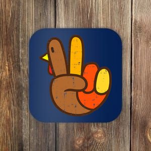 Peace Love Turkey Grateful Turkey Hand Sign Thanksgiving Coaster