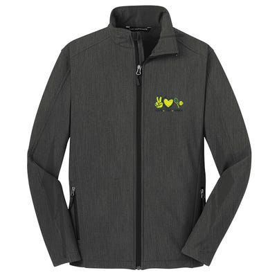 Peace Love Tennis Cool Player Coach Hippie Core Soft Shell Jacket