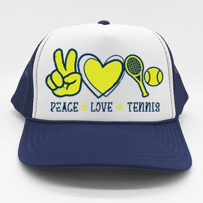 Peace Love Tennis Cool Player Coach Hippie Trucker Hat