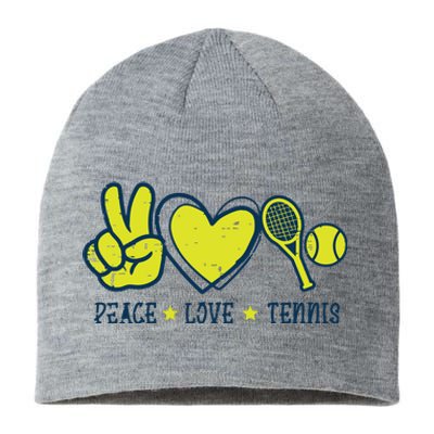 Peace Love Tennis Cool Player Coach Hippie Sustainable Beanie