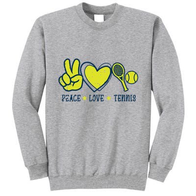 Peace Love Tennis Cool Player Coach Hippie Tall Sweatshirt