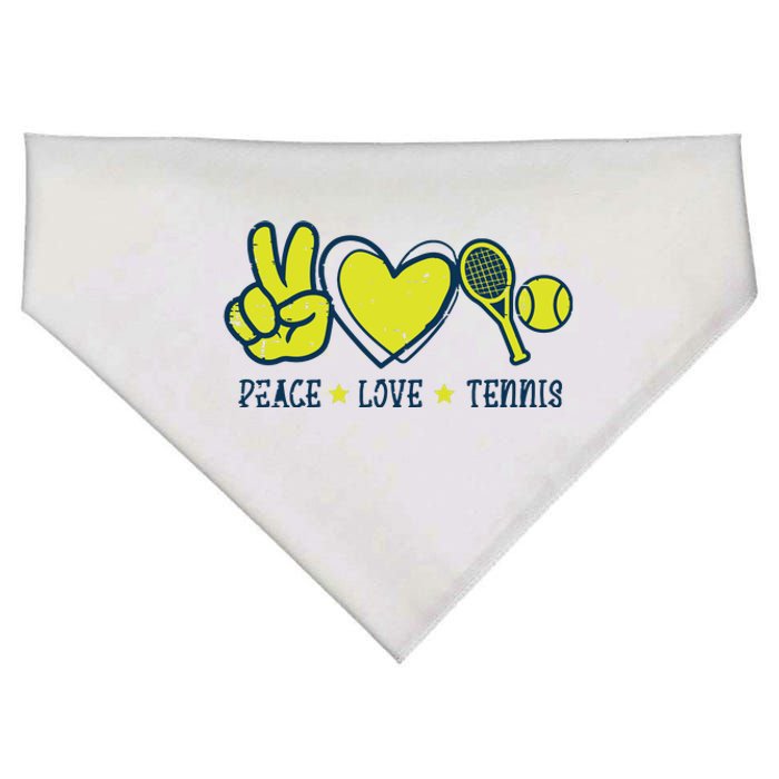 Peace Love Tennis Cool Player Coach Hippie USA-Made Doggie Bandana