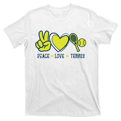 Peace Love Tennis Cool Player Coach Hippie T-Shirt