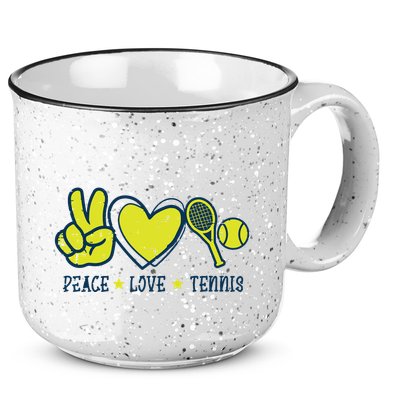 Peace Love Tennis Cool Player Coach Hippie 15oz Campfire Ceramic Mug