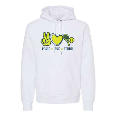 Peace Love Tennis Cool Player Coach Hippie Premium Hoodie