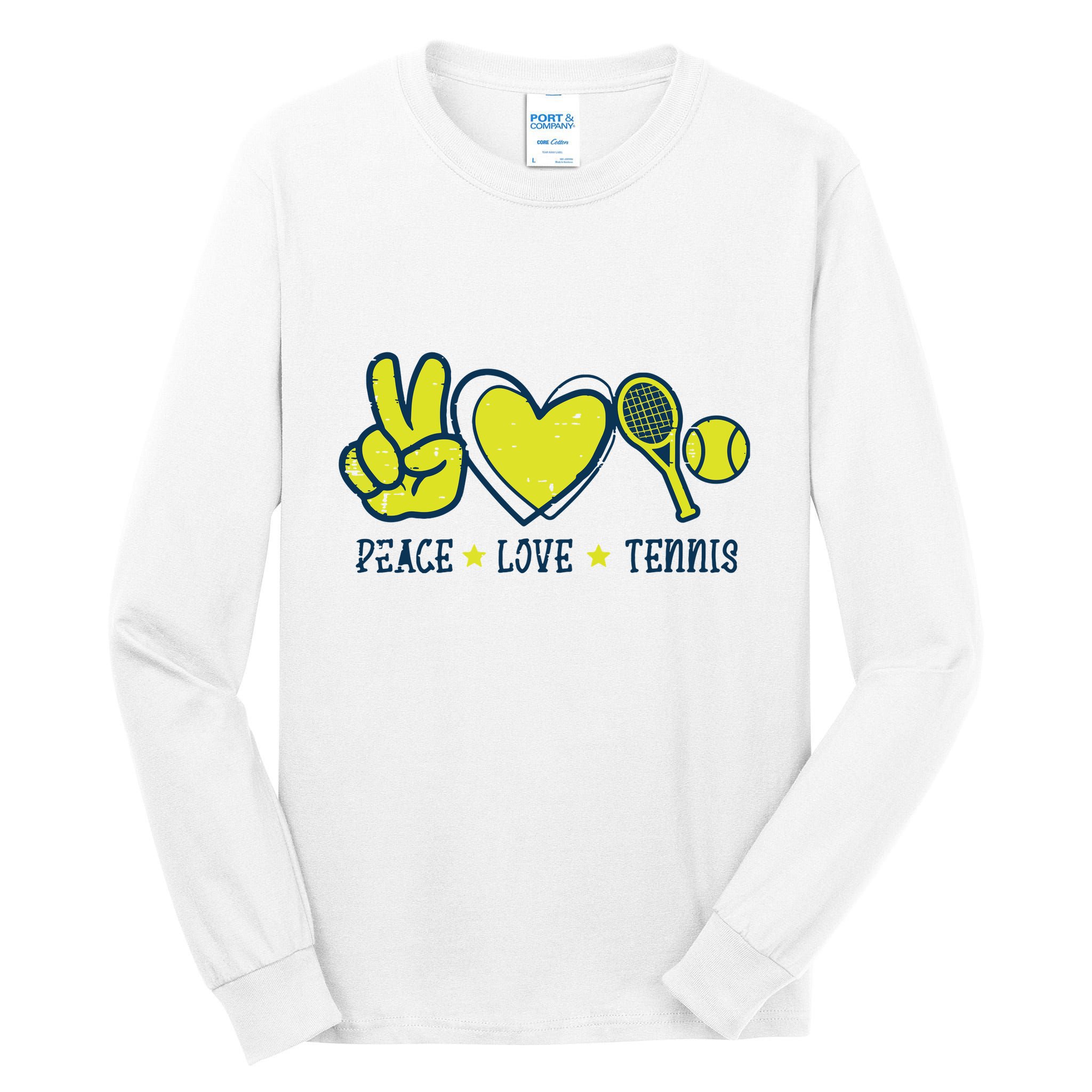 Peace Love Tennis Cool Player Coach Hippie Tall Long Sleeve T-Shirt