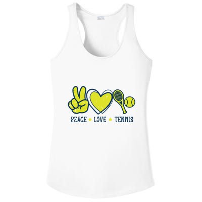 Peace Love Tennis Cool Player Coach Hippie Ladies PosiCharge Competitor Racerback Tank