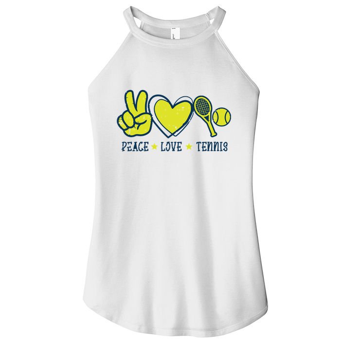 Peace Love Tennis Cool Player Coach Hippie Women's Perfect Tri Rocker Tank