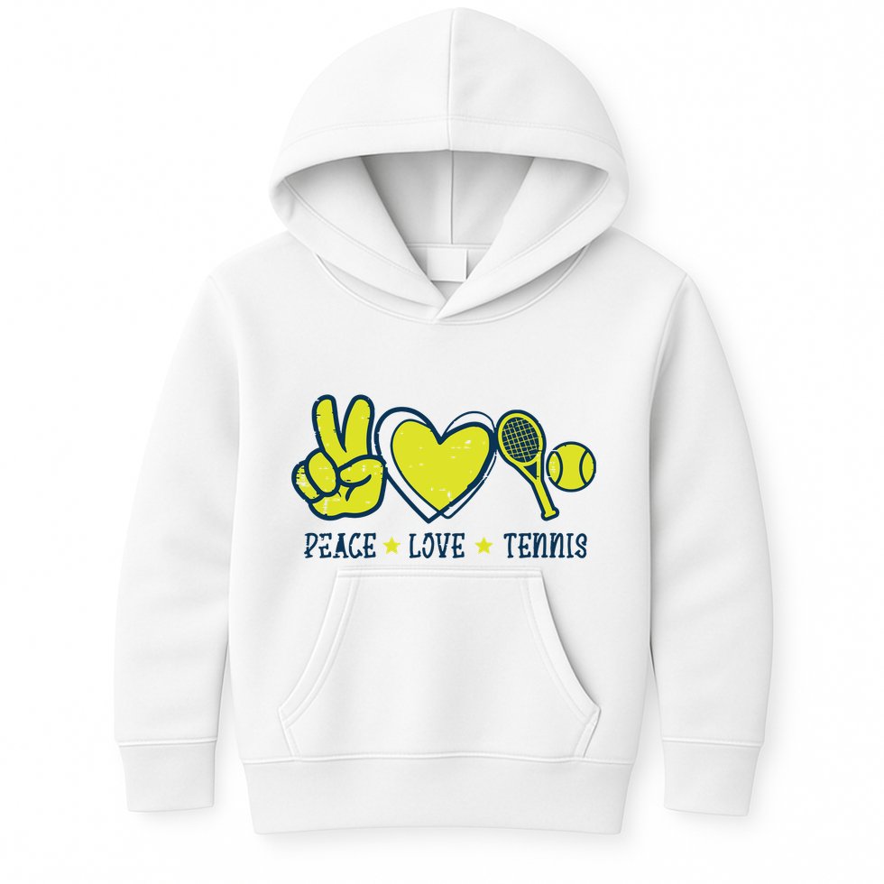 Peace Love Tennis Cool Player Coach Hippie Kids Hoodie