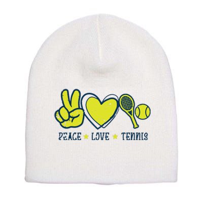 Peace Love Tennis Cool Player Coach Hippie Short Acrylic Beanie