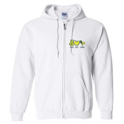 Peace Love Tennis Cool Player Coach Hippie Full Zip Hoodie