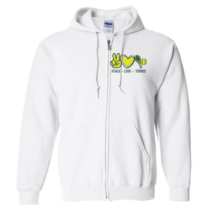 Peace Love Tennis Cool Player Coach Hippie Full Zip Hoodie