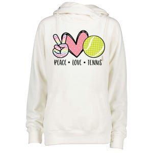 Peace Love Tennis Cute Design Womens Funnel Neck Pullover Hood