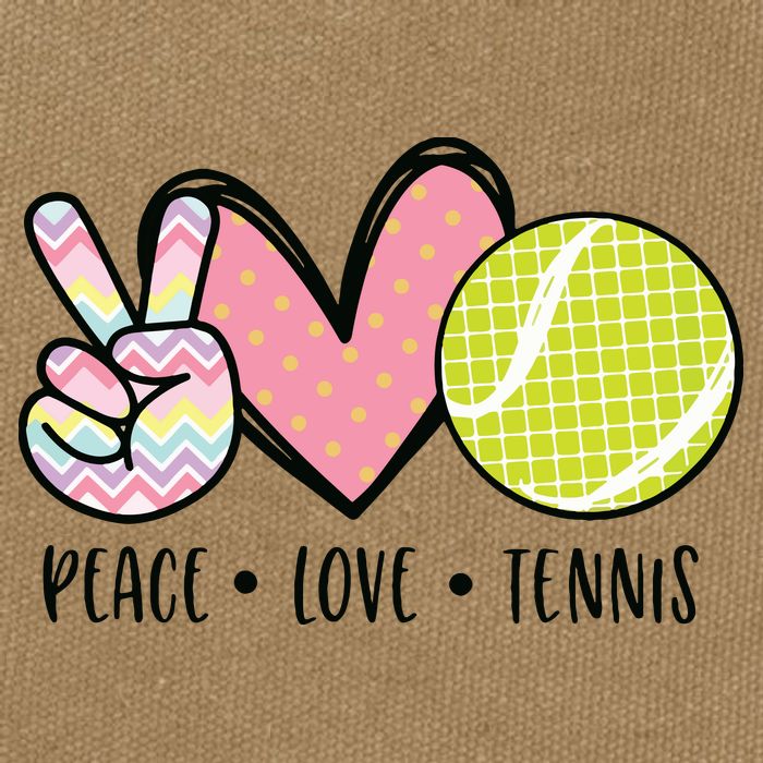 Peace Love Tennis Cute Design Cotton Canvas Backpack